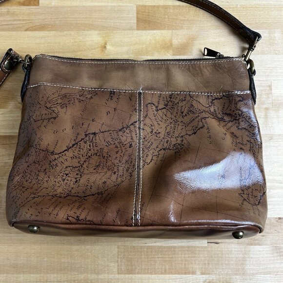 Patricia Nash Tuscania Leather Shoulder Bag Cross Body Purse Signature Map Print - Picture 7 of 15